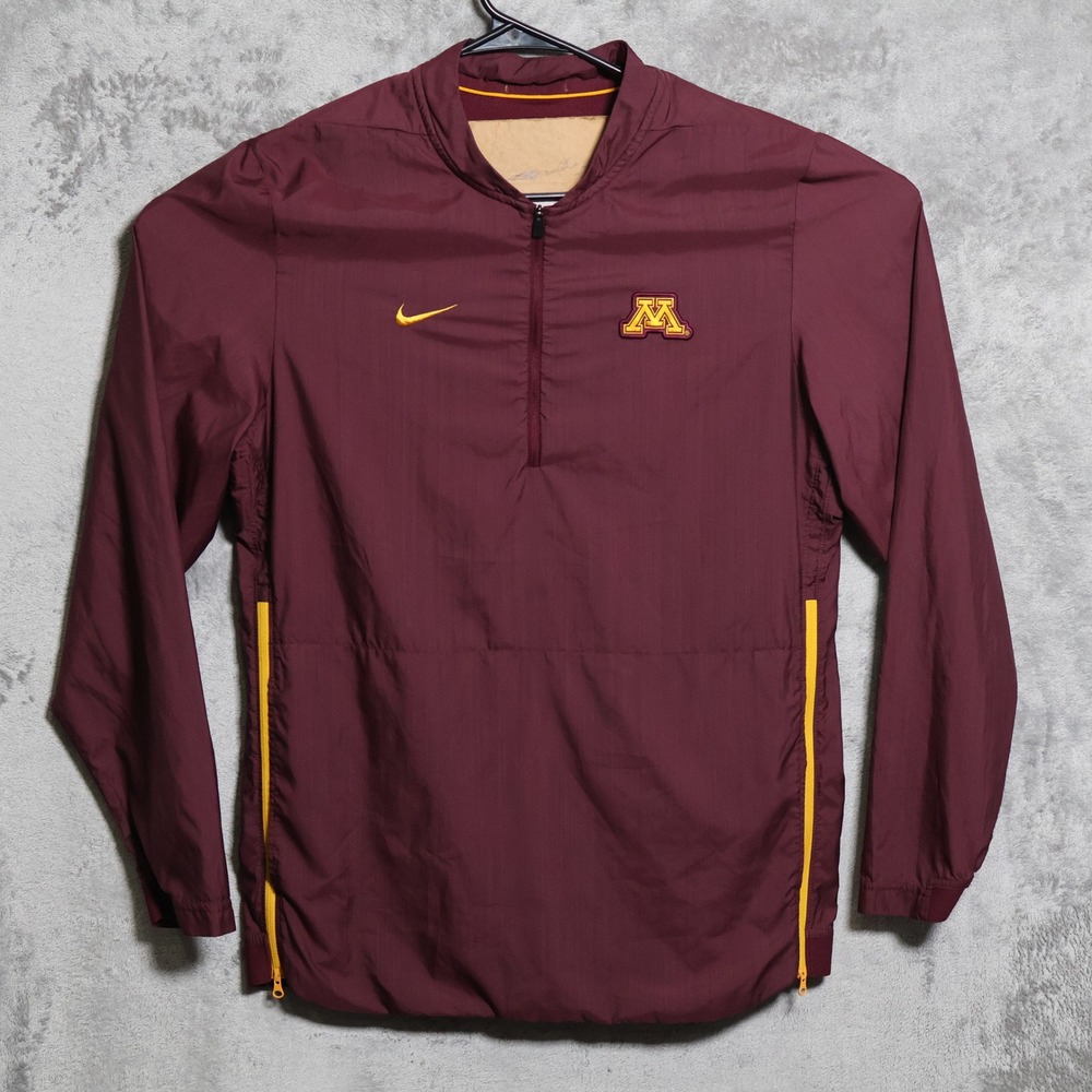 Nike Minnesota Golden Gophers Windbreaker Men Large Maroon 1/4 Zip Pullover FLAW